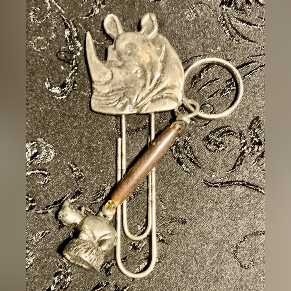 Rhinoceros Bookmark and Keychain Set